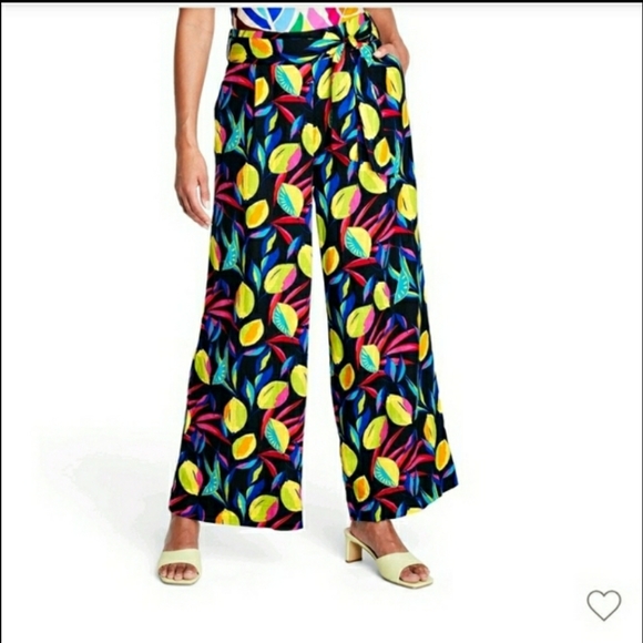 Tabitha Brown x Target Women's Lemon Print Wide-Leg Pants - Medium - Picture 9 of 14